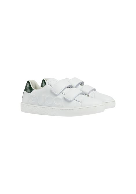 White and Green Ace Sneakers GUCCI KIDS | 793049-AADOV9054