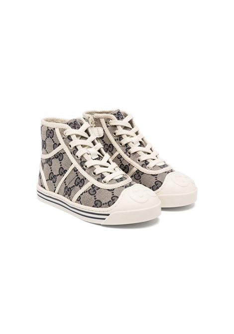 Beige and Blue GG Fabric Sneakers GUCCI KIDS | 793056-FADLD4046