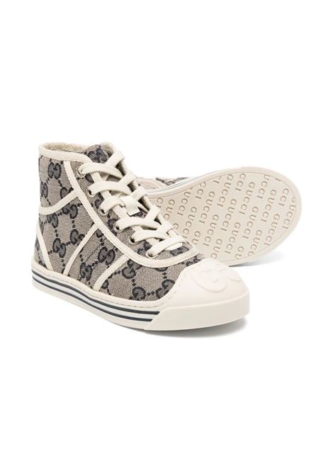 Beige and Blue GG Fabric Sneakers GUCCI KIDS | 793056-FADLD4046