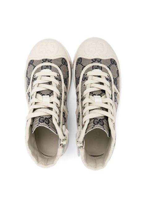 Beige and Blue GG Fabric Sneakers GUCCI KIDS | 793056-FADLD4046