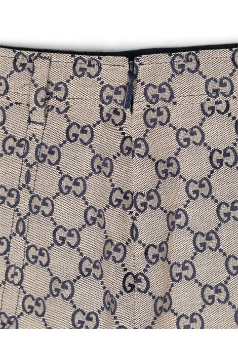 Tutina In Tessuto GG Beige e Blu GUCCI KIDS | 793074-XWA2M9118