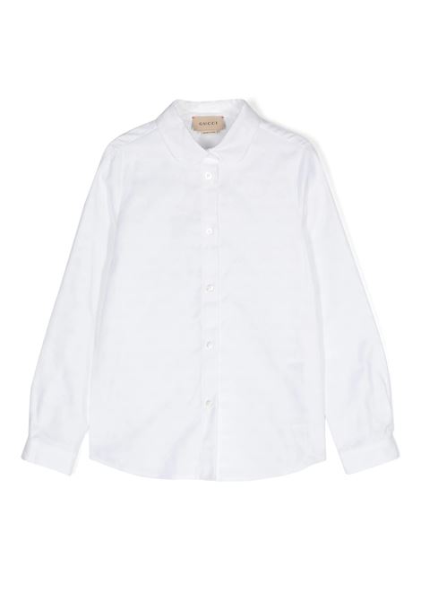 White Oxford Shirt With GG Supreme Print GUCCI KIDS | 793093-XWA2Q9011