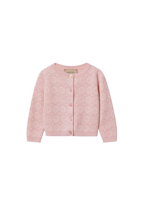 Cardigan In Viscosa Di Lana Con Motivo Doppia G GUCCI KIDS | 793247-XKD3Z5903