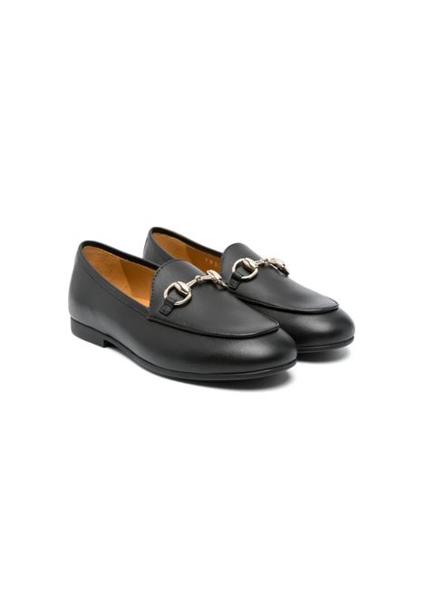 Black Leather Loafers With Horsebit  GUCCI KIDS | 793314-AACDK1000