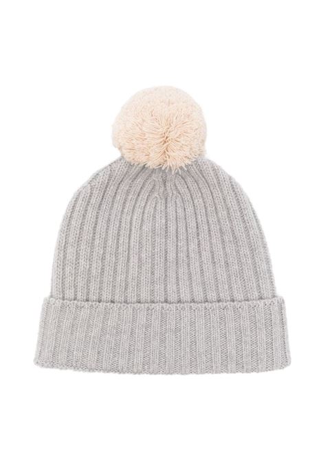 Grey Merino Wool Beanie With Pompon IL GUFO | A24EO350EM2200712