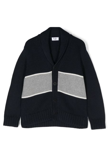 Blue and Grey Organic Cotton Cardigan IL GUFO | A24GF433EM1094907