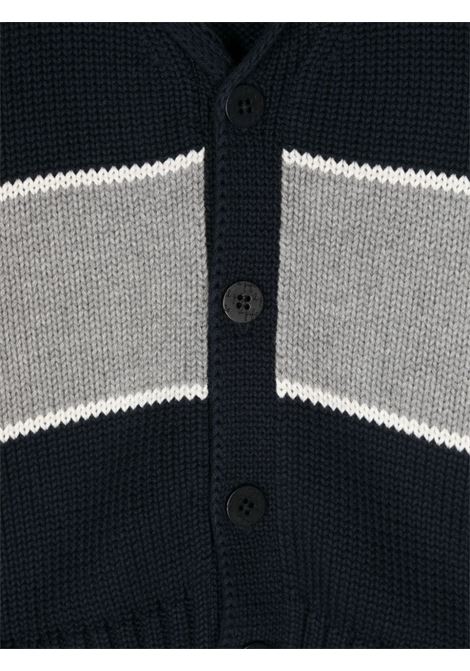 Cardigan In Cotone Organico Blu e Grigio IL GUFO | A24GF433EM1094907