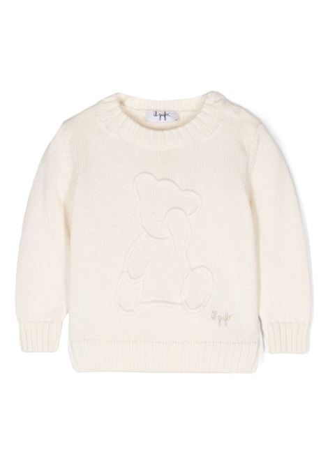 White Sweater With Bear IL GUFO | A24MA451EM109100