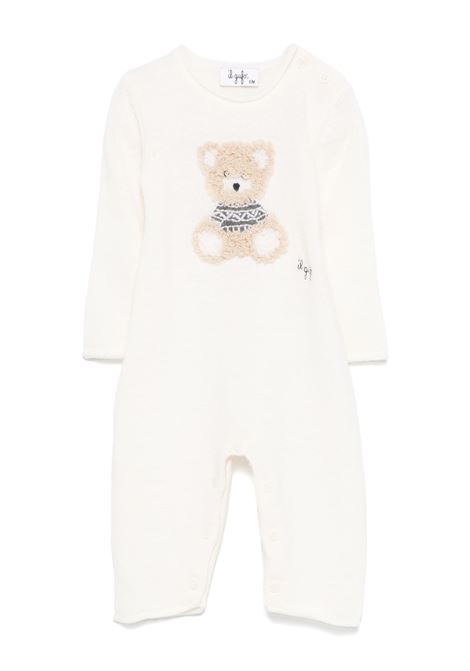 White Wool Jumpsuit With Embroidered Bear IL GUFO | A24TL225EM2201008