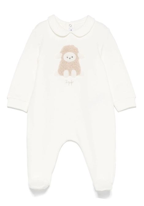 White Stretch Cotton Fleece Jumpsuit With Appliqu? IL GUFO | A24TP326M0100100