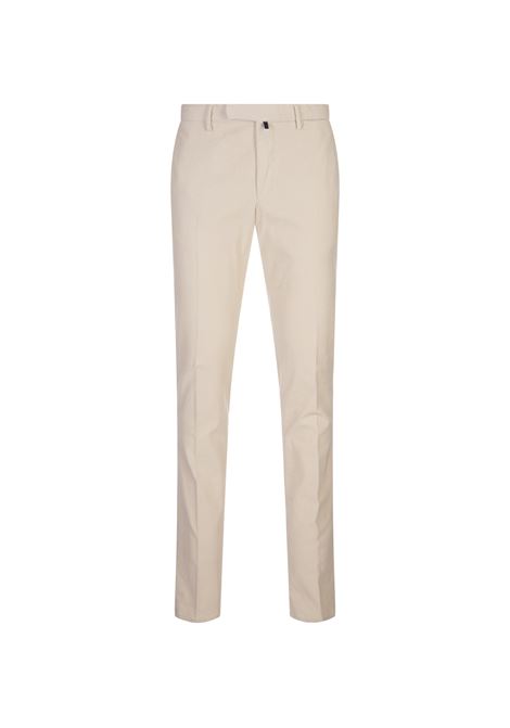 Pantaloni Slim Fit In Velluto a Coste Bianco Crema INCOTEX | 1W0030-40927002