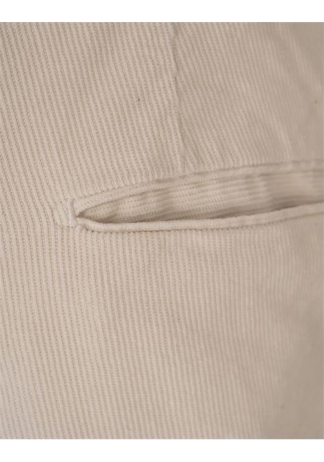 Pantaloni Slim Fit In Velluto a Coste Bianco Crema INCOTEX | 1W0030-40927002