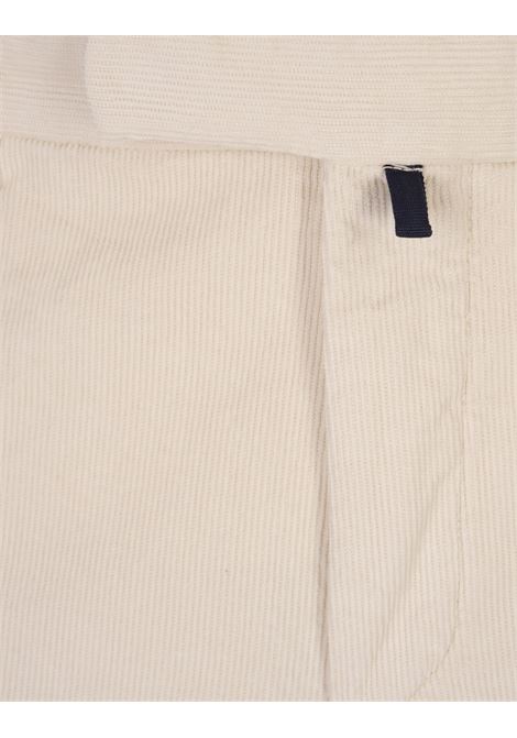 Cream White Corduroy Slim Fit Trousers INCOTEX | 1W0030-40927002