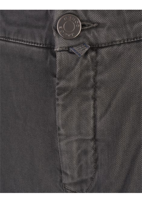 Bobby Slim Fit Trousers in Grey Garment-Dye Twill JACOB COHEN | UP001-01-S-4216C35