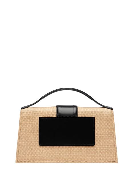 Borsa Il Bambino Grande In Pelle Nera e Rafia Naturale JACQUEMUS | 213BA007-32151FY