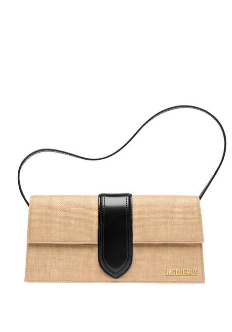 Borsa Il Bambino Lungo In Pelle Nera e Rafia Naturale JACQUEMUS | 221BA013-32151FY