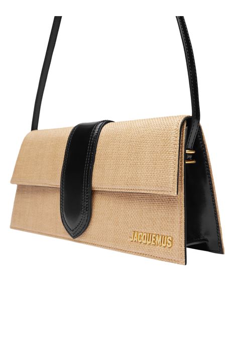 Borsa Il Bambino Lungo In Pelle Nera e Rafia Naturale JACQUEMUS | 221BA013-32151FY