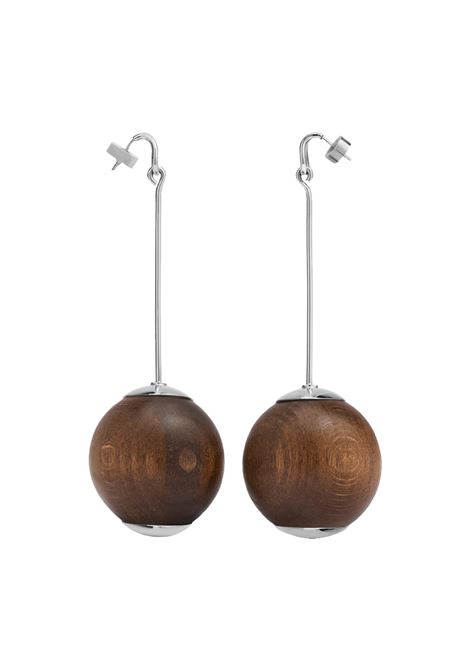 Les Grandes Boucles Nodo Earrings In Silver/Brown JACQUEMUS | 241JW719-5213986