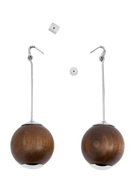Les Grandes Boucles Nodo Earrings In Silver/Brown JACQUEMUS | 241JW719-5213986