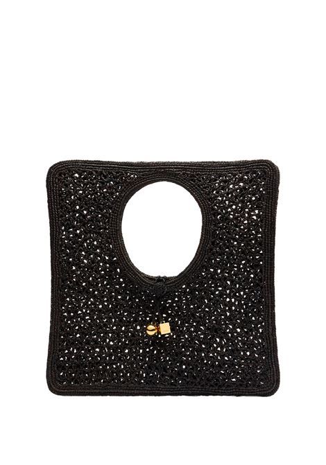 Borsa Quadrata Spiaggia In Rafia Nera JACQUEMUS | 243BA388-3219990