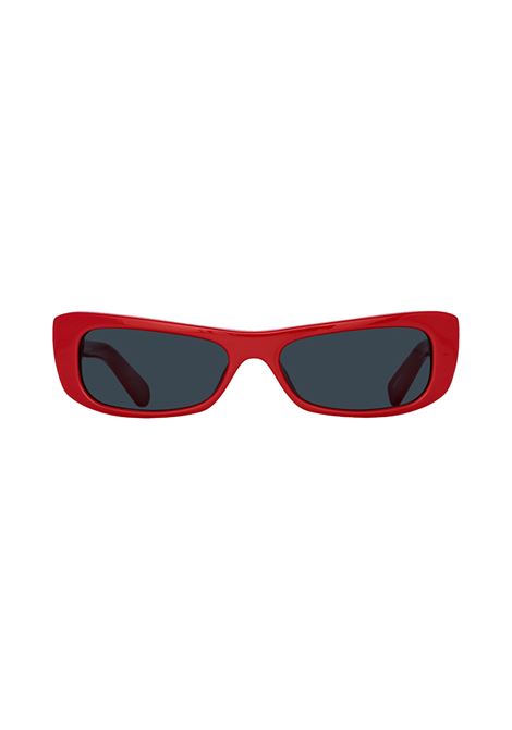 Les Lunettes Capri Sunglasses In Red JACQUEMUS | JAC55C2SUNRED/YELLOW GOLD/GREY