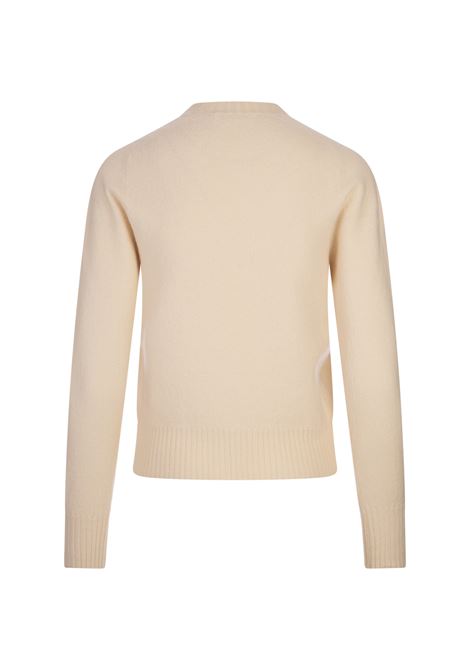 Natural White Merino Wool Crew Neck Sweater JIL SANDER | J01GP0103-J14603109