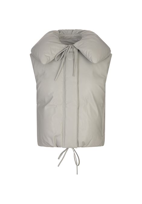 JIL SANDER Gilet Imbottito In Pelle Verde Salvia - JIL SANDER