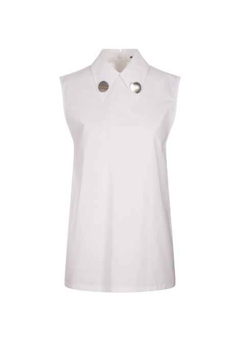 Top Smanicato Bianco Con Clip Gioiello JIL SANDER | J02NC0216-J45002100