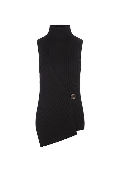 Black Ribbed Sleeveless Top JIL SANDER | J02NC0222-J18313001