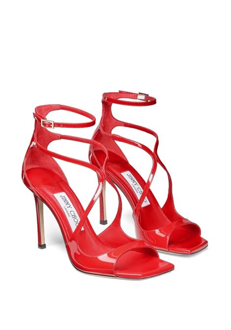 Sandali Azia In Pelle Verniciata Rossa JIMMY CHOO | AZIA 95 PATPOSTBOX RED