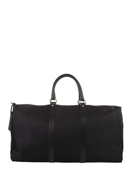 Black Nylon and Leather Duffle Bag With Logo KITON | UBA0020N0111901/00E