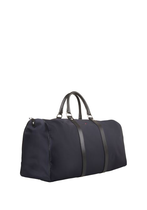 Navy Blue Nylon and Leather Duffle Bag With Logo KITON | UBA0020N0111902/006