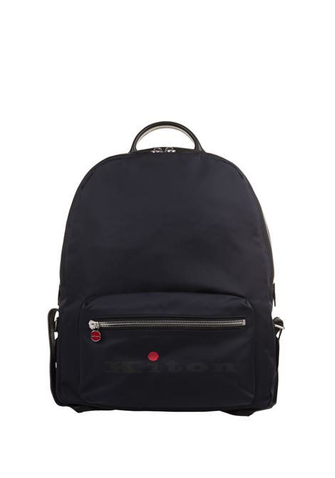 KITON Zaino Nero In Nylon Nero Con Logo - KITON