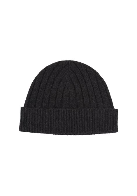 Black Ribbed Cashmere Beanie With Logo KITON | UCAPP20K0214F03/001