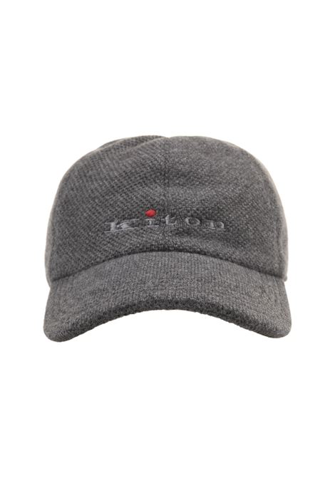 KITON Cappello Da Baseball In Cashmere Grigio Con Logo - KITON