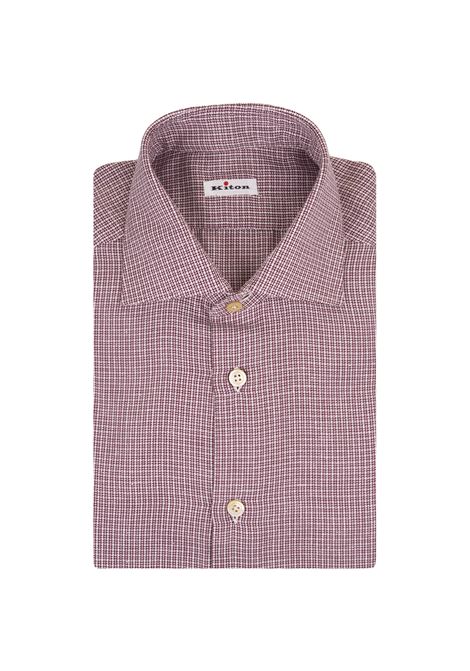 KITON Camicia Con Motivo Pied-De-Poule Rosso - KITON