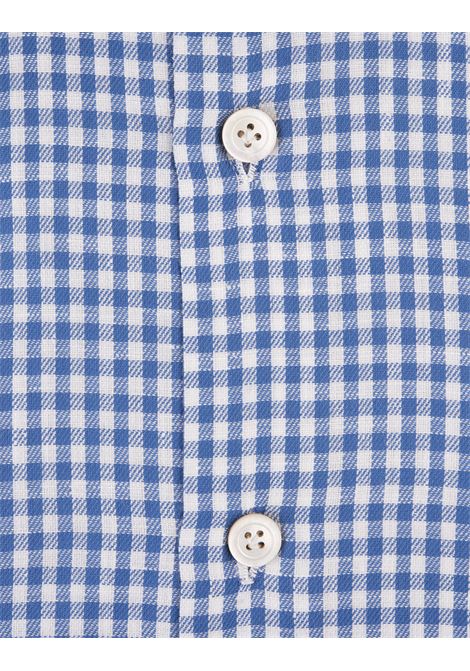 White and Blue Checked Poplin Shirt KITON | UCCH0905509/001