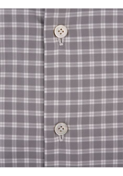 Camicia In Popeline a Quadretti Bianca e Grigia KITON | UCCH0905513/001