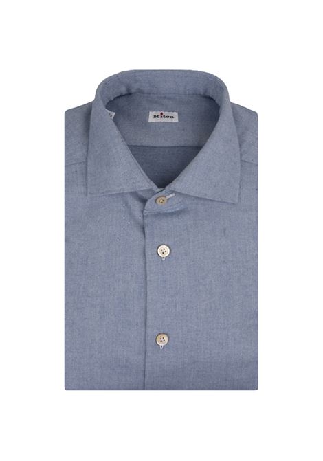 KITON Camicia In Flanella Di Cotone Azzurra - KITON