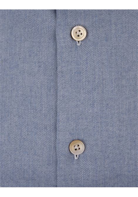 Camicia In Flanella Di Cotone Azzurra KITON | UCCH0906102/009