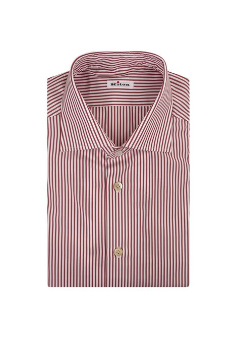 Camicia In Popeline a Righe Bianche e Rosse KITON | UCCH0910132/001