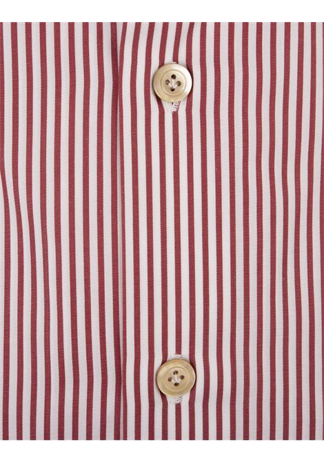 White and Red Striped Poplin Shirt KITON | UCCH0910132/001