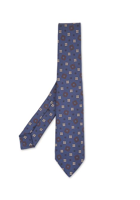 Powder Blue Tie With Contrasting Floral Pattern KITON | UCRVKRC01L1402/000