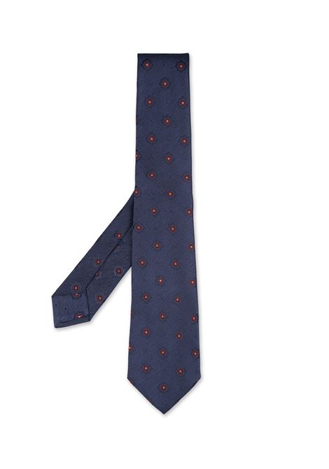 Cravatta Blu Con Pattern Florale a Contrasto KITON | UCRVKRC01L2401/000