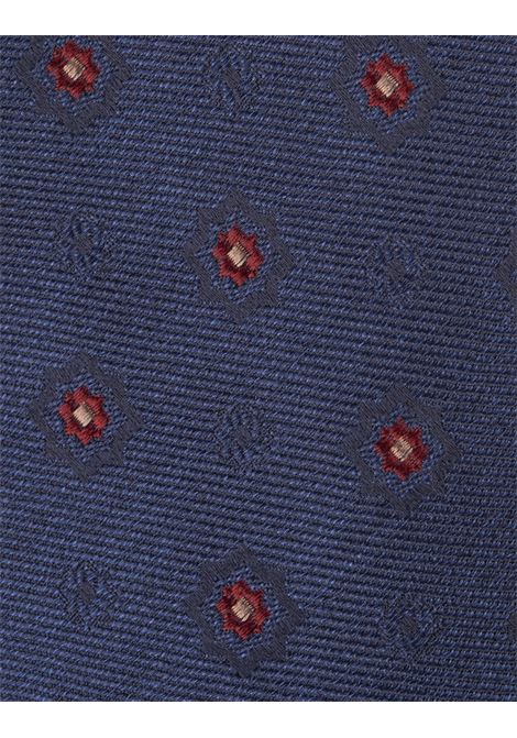 Blue Tie With Contrasting Floral Pattern KITON | UCRVKRC01L2401/000