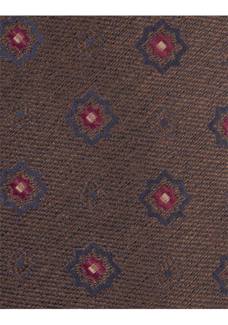 Cravatta Marrone Con Pattern Florale a Contrasto KITON | UCRVKRC01L2406/000