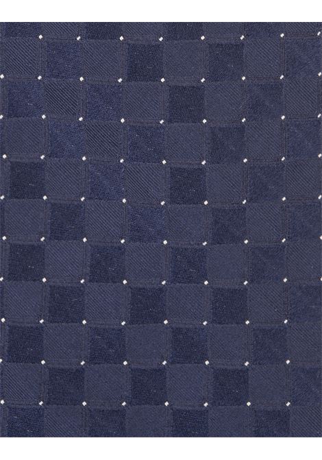 Cravatta Blu Notte Con Motivo a Quadri e Micro Pattern Bianco KITON | UCRVKRC01L4102/000