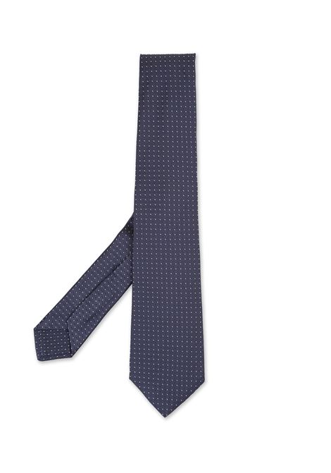 Cravatta Blu Notte Con Micro Pattern Bianco KITON | UCRVKRC01L4105/000
