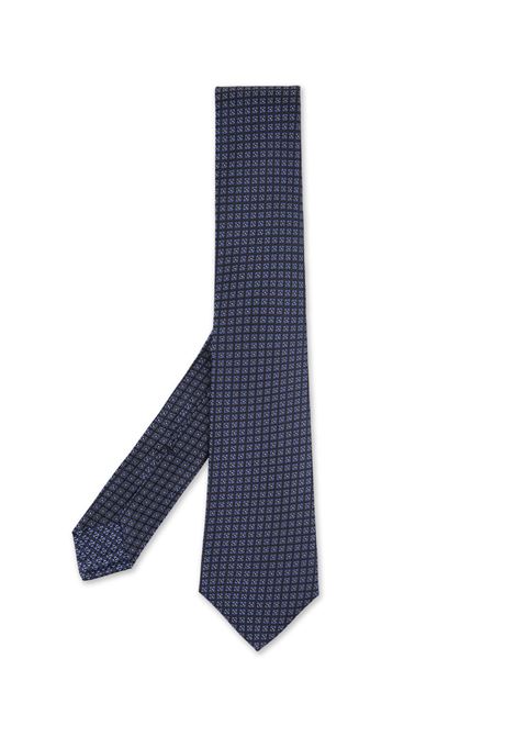 Night Blue Tie With Geometric Micro Pattern KITON | UCRVKRC01L5702/000