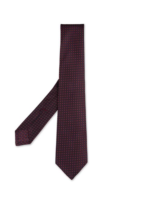 Dark Red Tie With Geometric Micro Pattern KITON | UCRVKRC01L5705/000